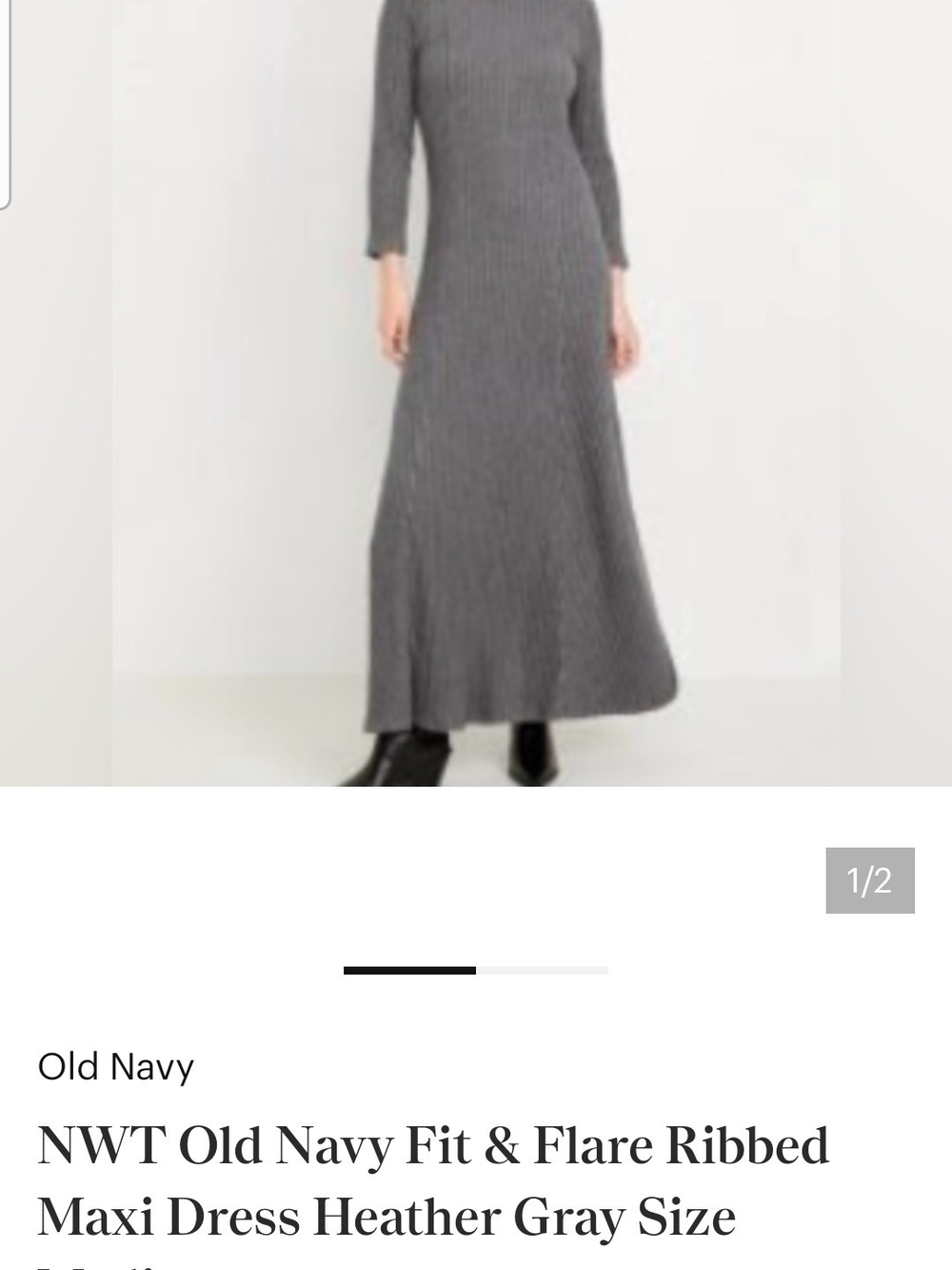 Old Navy Gray Ribbed Fit-and-Flare Maxi Skirt